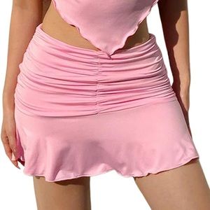 Meiweileya Women Ruched Ruffle Skirt